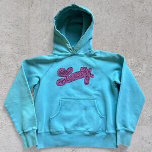 Vintage Lucky Brand Spellout Logo Hoodie Blue size small 90s hoodie sweatshirt
